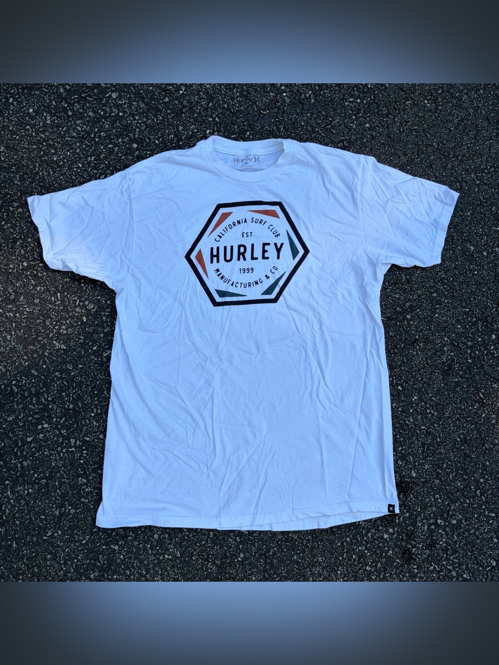 Hurley White Short-Sleeve Tee with Hexagon Logo